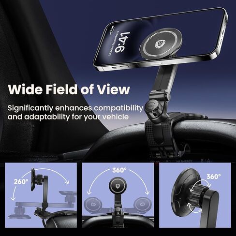 JunDa Universal 360-Degree Rotating Car Phone Holder, Multifunctional Dashboard Phone Mount with Clip for All Smartphones, Secure Flexible Grip for Car Dash & Rearview Mirror in Saudi Arabia
