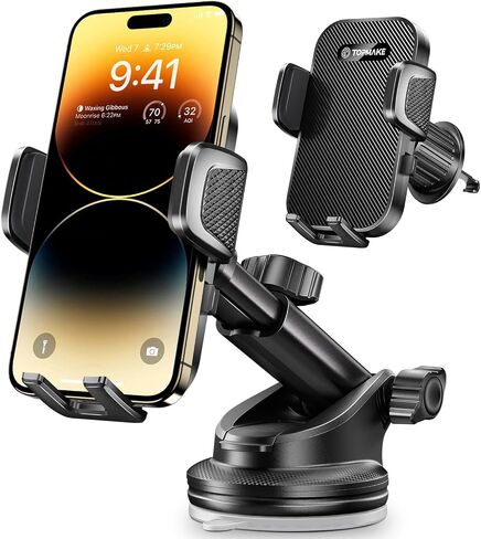 Topmake Car Phone Holder Mount,【2025 Upgrade】 3-in-1 Cell Phone Holder for Car, Dashboard Windshield, Suction Cup Hands-Free Car Phone Stand, Automobile Cradles Universal,Black in Saudi Arabia
