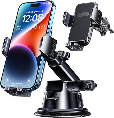 DOLYOFG Car Phone Holder Mount, [Military-Grade Suction & Super Sturdy Base] 3 in 1 Universal Phone Mount for Car Dashboard Windshield Air Vent Dash Pad Car Mount for iPhone Android Smartphone in Saudi Arabia