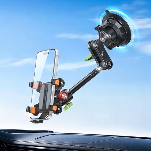 MAGIC JOHN Metal Car Phone Holder 360° Rotation Suction Mount Windshield in Saudi Arabia
