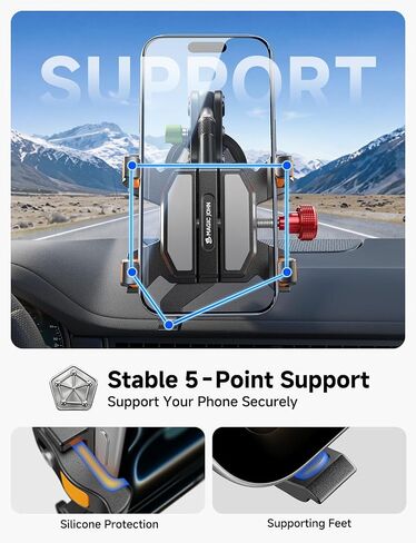 MAGIC JOHN Metal Car Phone Holder 360° Rotation Suction Mount Windshield in Saudi Arabia
