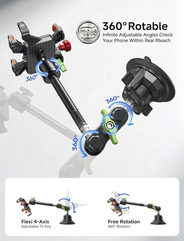 MAGIC JOHN Metal Car Phone Holder 360° Rotation Suction Mount Windshield in Saudi Arabia