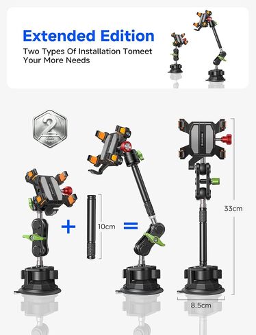 MAGIC JOHN Metal Car Phone Holder 360° Rotation Suction Mount Windshield in Saudi Arabia