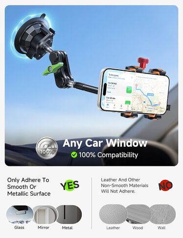 MAGIC JOHN Metal Car Phone Holder 360° Rotation Suction Mount Windshield in Saudi Arabia