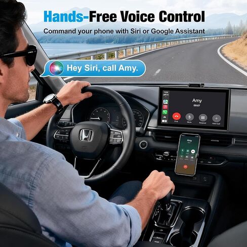 7 inch Carplay Screen for Car - Supports Wireless Apple Carplay & Android Auto, Portable Touchscreen with Bluetooth, Navigation, Voice Control, Mirror Link,Universal for All Cars (Black) in Saudi Arabia