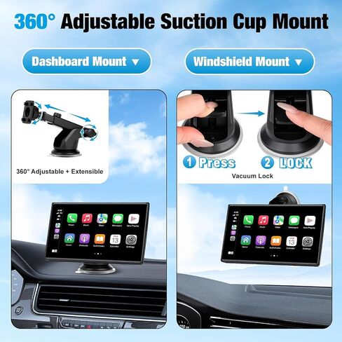 7 inch Carplay Screen for Car - Supports Wireless Apple Carplay & Android Auto, Portable Touchscreen with Bluetooth, Navigation, Voice Control, Mirror Link,Universal for All Cars (Black) in Saudi Arabia