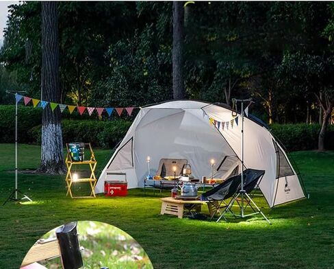 6 Pack Canopy Pole Holder with Ground Stakes, Heavy Duty Tent Pole Anchor for Camping Awning Shelter Beach Umbrella Stand Outdoor Windproof Support in Saudi Arabia