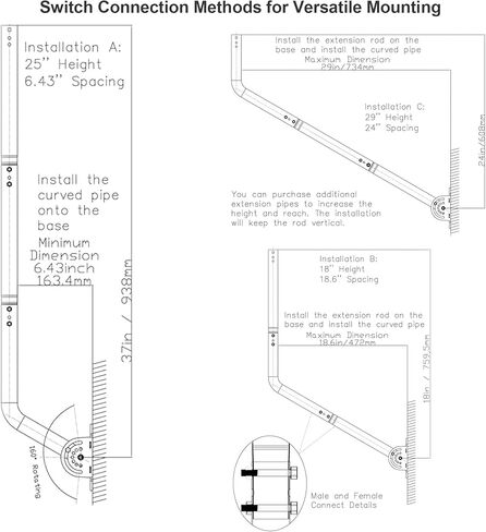 40" Antenna Mounting Pole, Wall Mount with Adjustable Pivot Base in Saudi Arabia