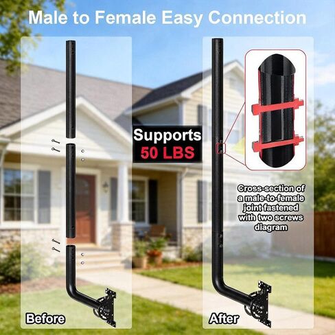 40" Antenna Mounting Pole, Wall Mount with Adjustable Pivot Base in Saudi Arabia
