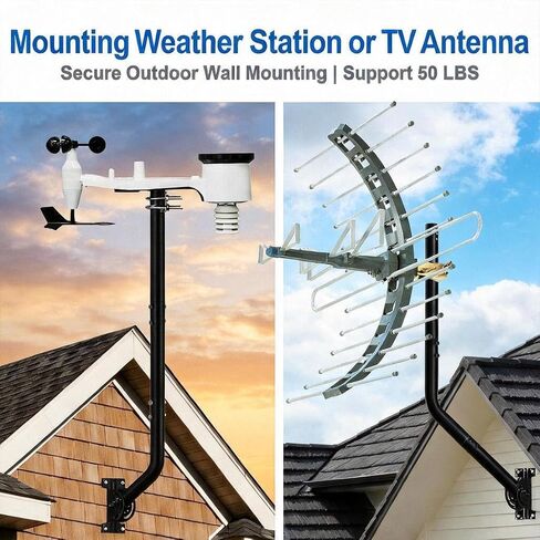 40" Antenna Mounting Pole, Wall Mount with Adjustable Pivot Base in Saudi Arabia