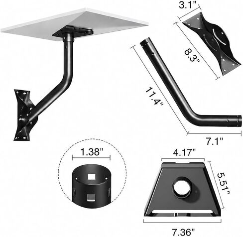 Gen 3 Starlink Mount, Adjustable Wall/Roof Mounting Kit for Starlink Standard Dish 4/4X/V3, Weatherproof for Outdoor Installation, Black(Include Aluminum Pipe Adapter) in Saudi Arabia