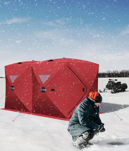 GarveeHome Pop Up Ice Fishing Tent, Insulated Hub Shelter for 6-8 Persons in Saudi Arabia