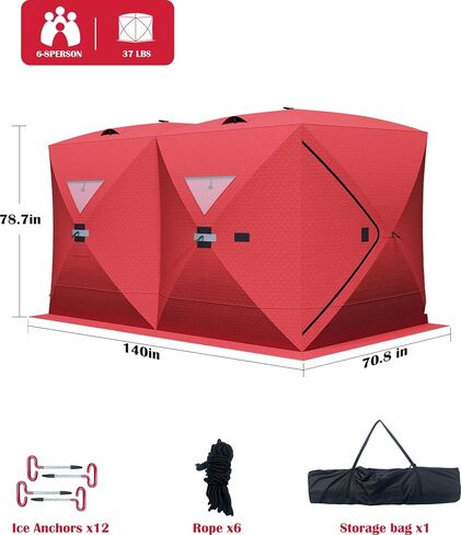 GarveeHome Pop Up Ice Fishing Tent, Insulated Hub Shelter for 6-8 Persons in Saudi Arabia