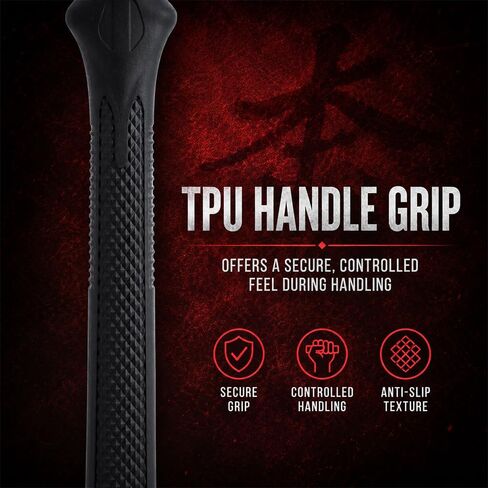 Honshu Double-Headed Spear | Two 14 1/4 Inch 7Cr13 Stainless Steel Blades | 37 3/4 Inch Overall | Thru-Hole Blade Design | Textured TPU Grip | Leather Sheath Included in Saudi Arabia