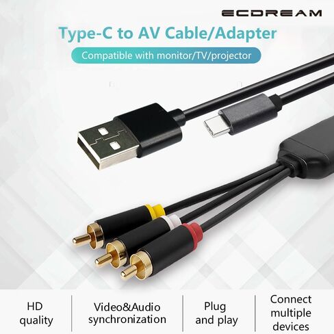 USB-C to RCA Cable Adapter for Screen Mirroring, 6FT Audio Video in Saudi Arabia