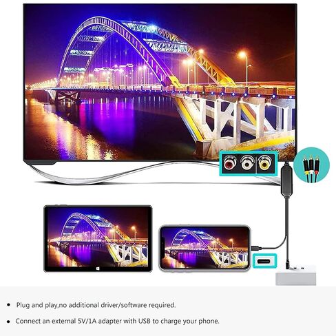 USB-C to RCA Cable Adapter for Screen Mirroring, 6FT Audio Video in Saudi Arabia