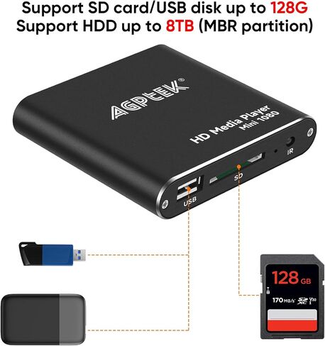 HDMI Media Player, Black Mini 1080p Full-HD Ultra HDMI Digital Media Player in Saudi Arabia