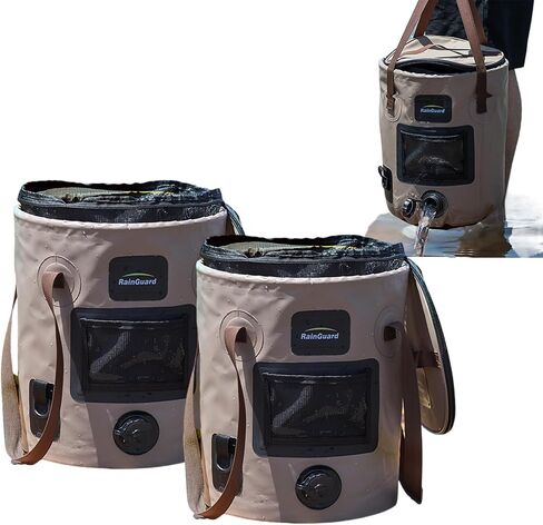 Outdoor Folding Bucket 2pcs, Portable Bucket with Valve, Water Basin Camping, Bucket with Lid 25L Large Capacity Round Portable Bucket Fishing Container in Saudi Arabia