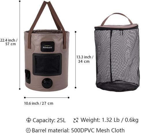 Outdoor Folding Bucket 2pcs, Portable Bucket with Valve, Water Basin Camping, Bucket with Lid 25L Large Capacity Round Portable Bucket Fishing Container in Saudi Arabia