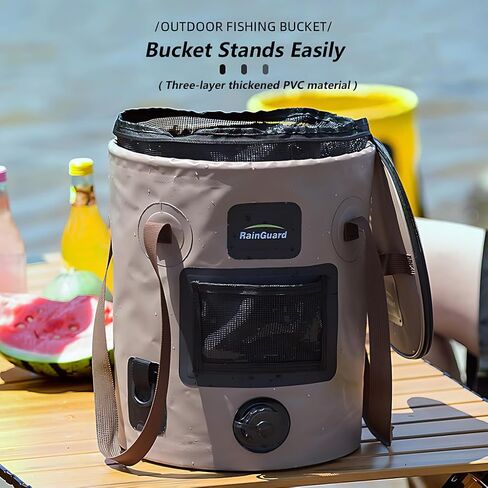 Outdoor Folding Bucket 2pcs, Portable Bucket with Valve, Water Basin Camping, Bucket with Lid 25L Large Capacity Round Portable Bucket Fishing Container in Saudi Arabia