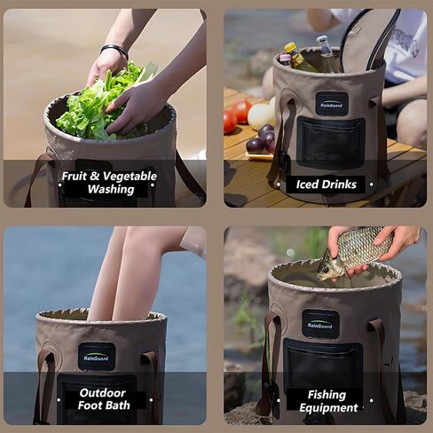 Outdoor Folding Bucket 2pcs, Portable Bucket with Valve, Water Basin Camping, Bucket with Lid 25L Large Capacity Round Portable Bucket Fishing Container in Saudi Arabia