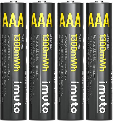 imuto AAA Lithium Rechargeable Batteries Fast Charger 8 Pack 1.5V 1300mWh in Saudi Arabia