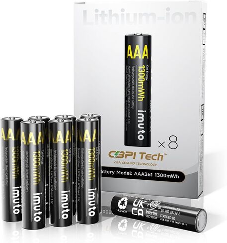 imuto AAA Lithium Rechargeable Batteries Fast Charger 8 Pack 1.5V 1300mWh in Saudi Arabia