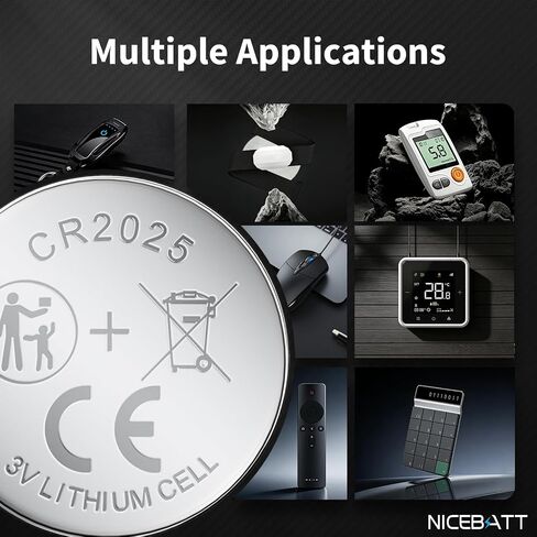 NICEBATT Cr2025 3V Lithium Battery, High Capacity 2025 Batteries for Key fobs, Remote Controls (12, 150, Microamps) in Saudi Arabia