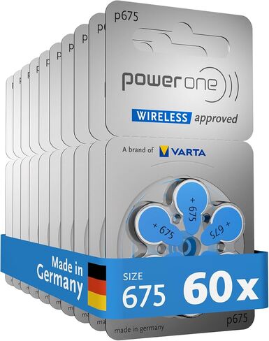 Powerone size 675 Hearing Aid Battery No Mercury made in Germany Genuine Pack 60 in Kuwait