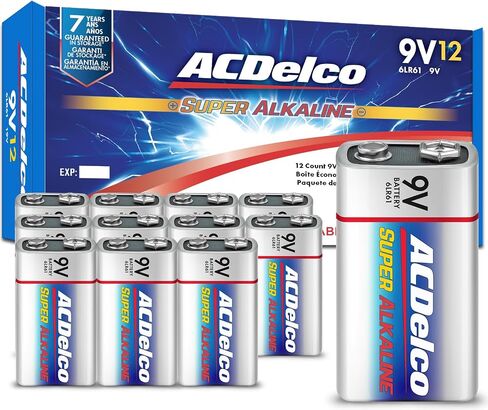 ACDelco 12-Count 9 Volt Batteries, Maximum Power Super Alkaline Battery, 7-Year Shelf Life, Recloseable Packaging in Kuwait
