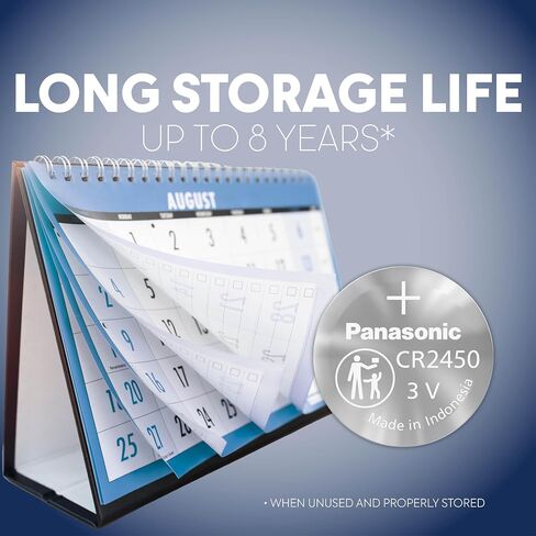 Panasonic CR2450 3.0 Volt Long Lasting Lithium Coin Cell Batteries in Child Resistant, Standards Based Packaging, 2-Battery Pack in Saudi Arabia