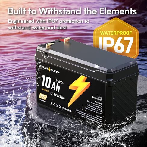 بطارية GOLDENMATE 12V 10Ah Lithium LiFePO4 (عبوتين)، مقاومة للماء IP67 in Saudi Arabia