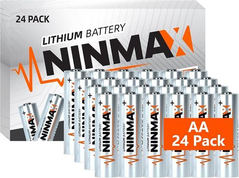 بطاريات NINMAX® Lithium AA 24 حزمة، 3500 مللي أمبير 1.5 فولت حزمة كبيرة تدوم طويلاً بطارية مزدوجة للأجهزة عالية التصريف 【غير قابلة لإعادة الشحن】 in Saudi Arabia