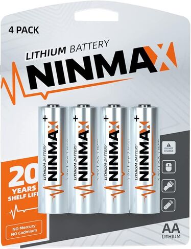 بطاريات NINMAX® Lithium AA 24 حزمة، 3500 مللي أمبير 1.5 فولت حزمة كبيرة تدوم طويلاً بطارية مزدوجة للأجهزة عالية التصريف 【غير قابلة لإعادة الشحن】 in Saudi Arabia