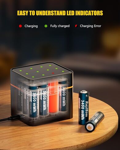 12 Pack 3400mWh Rechargeable Lithium aa Batteries with 12 Solt Charger in Saudi Arabia