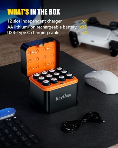 12 Pack 3400mWh Rechargeable Lithium aa Batteries with 12 Solt Charger in Saudi Arabia