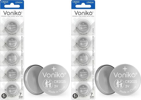 بطاريات ليثيوم Voniko CR2025 3V 5 عبوات لسلامة الأطفال، متوافقة مع أجهزة التحكم عن بعد، وسلاسل المفاتيح، والساعات، والآلات الحاسبة - مدة صلاحية 7 سنوات in Saudi Arabia
