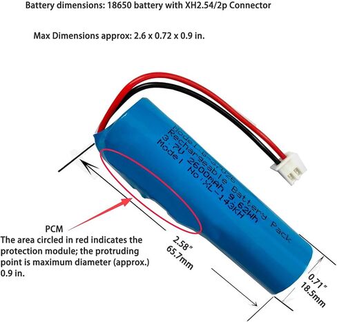 XINLANTECH 3.7V 2600mAh 18650 Rechargeable Li-ion Battery with Jst XH2.54/2P Connector Plug Wires for DIY Electronics, Toys, Lighting,Bluetooth Devices and More in Saudi Arabia