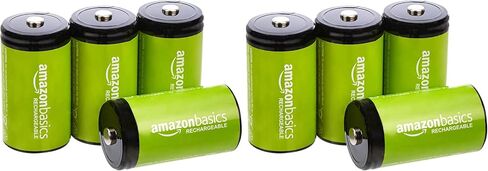 Amazon Basics 4-Pack Rechargeable D Cell NiMH Batteries, 10000 mAh, Pre-Charged, Recharge up to 1000x Times in Saudi Arabia