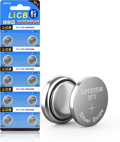 LiCB 10 حزمة 371 SR920SW بطارية ساعة، طويلة الأمد ومقاومة للتسرب، بطاريات خلية زر أكسيد الفضة عالية السعة 1.55 فولت للساعة in Kuwait