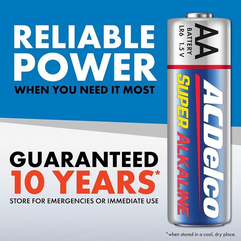 ACDelco 48-Count Double AA Batteries, Maximum Power Super Alkaline Battery, 10-Year Shelf Life, Reclosable Packaging in Saudi Arabia