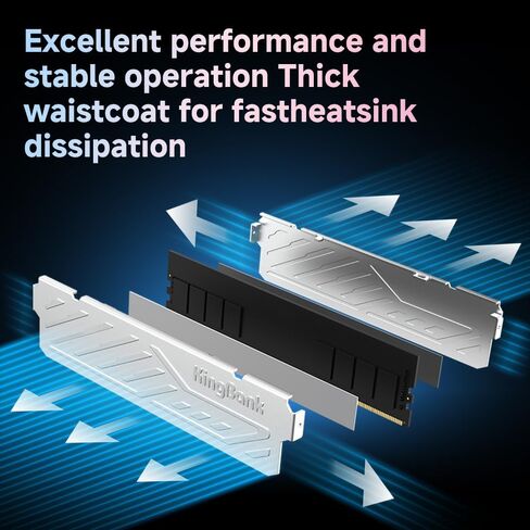 KingBank Computer Desktop Memory Ram DDR4 32GB(2x16GB) 3200MHZ CL16 1.35V XMP2.0 Overclocking with Heatsink for PC Gaming/Office/PS,Silver in Saudi Arabia
