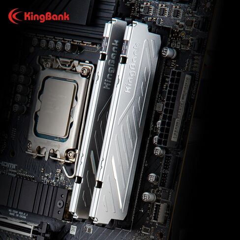 KingBank Computer Desktop Memory Ram DDR4 32GB(2x16GB) 3200MHZ CL16 1.35V XMP2.0 Overclocking with Heatsink for PC Gaming/Office/PS,Silver in Saudi Arabia