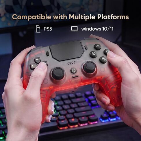 BETMI LED Wireless Controller for PS5, Pro/Slim/PC(Frosted Red Black) in Saudi Arabia