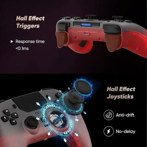 BETMI LED Wireless Controller for PS5, Pro/Slim/PC(Frosted Red Black) in Saudi Arabia