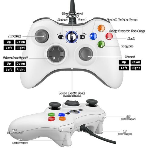 GUOC 2 PACK Wired Controller for Xbox 360 and Windows PC, Compatible with xbox 360/360 S/360 E, with Dual-Vibration, 2.5mm headphone Jack in Saudi Arabia