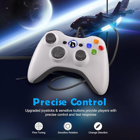 GUOC 2 PACK Wired Controller for Xbox 360 and Windows PC, Compatible with xbox 360/360 S/360 E, with Dual-Vibration, 2.5mm headphone Jack in Saudi Arabia