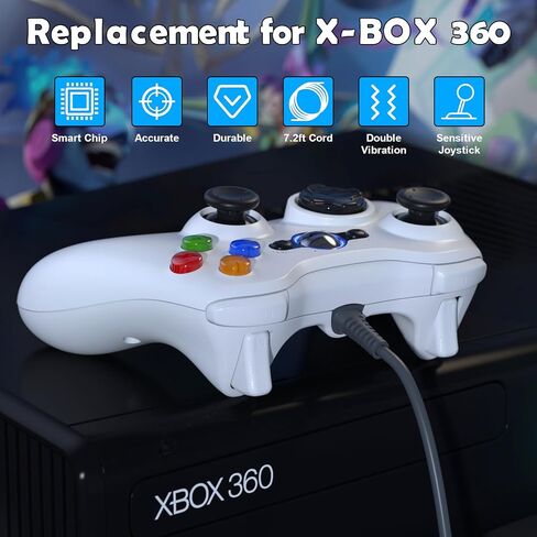 GUOC 2 PACK Wired Controller for Xbox 360 and Windows PC, Compatible with xbox 360/360 S/360 E, with Dual-Vibration, 2.5mm headphone Jack in Saudi Arabia