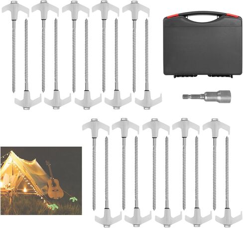 20 Pack 8" Screw in Tent Stakes, Heavy Duty Outdoor Ground Anchors in Kuwait