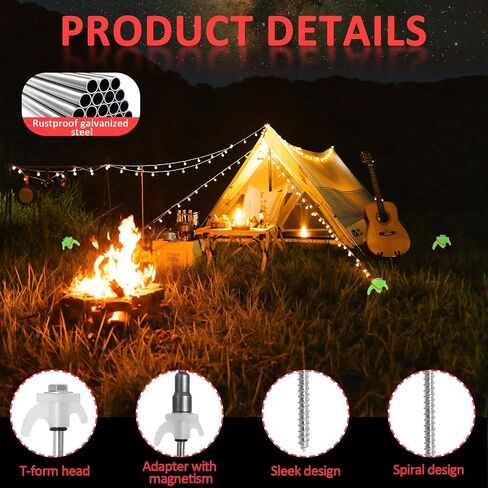 20 Pack 8" Screw in Tent Stakes, Heavy Duty Outdoor Ground Anchors in Kuwait